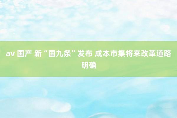 av 国产 新“国九条”发布 成本市集将来改革道路明确