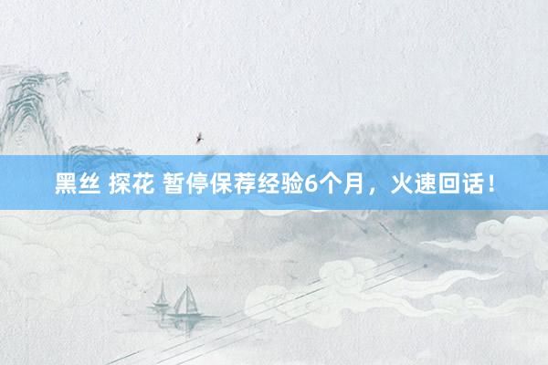 黑丝 探花 暂停保荐经验6个月，火速回话！