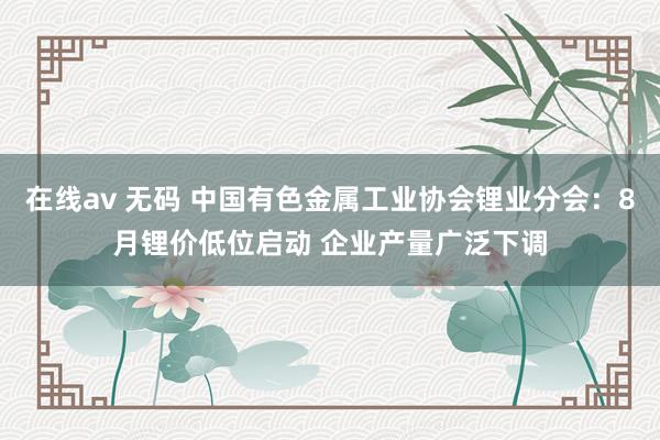 在线av 无码 中国有色金属工业协会锂业分会：8月锂价低位启动 企业产量广泛下调