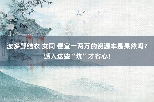 波多野结衣 女同 便宜一两万的资源车是果然吗？遁入这些“坑”才省心！