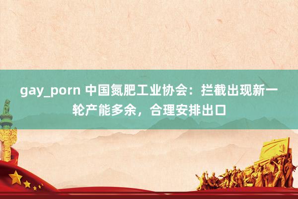 gay_porn 中国氮肥工业协会：拦截出现新一轮产能多余，合理安排出口