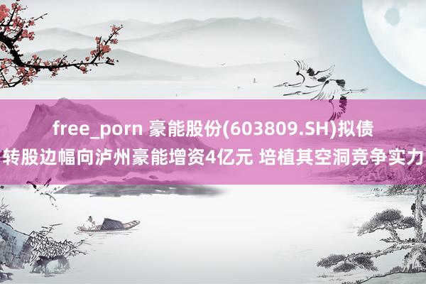 free_porn 豪能股份(603809.SH)拟债转股边幅向泸州豪能增资4亿元 培植其空洞竞争实力