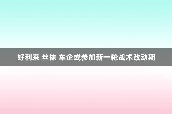 好利来 丝袜 车企或参加新一轮战术改动期