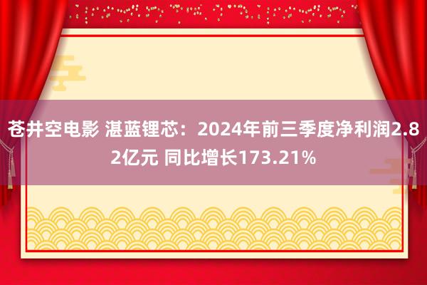 苍井空电影 湛蓝锂芯：2024年前三季度净利润2.82亿元 同比增长173.21%