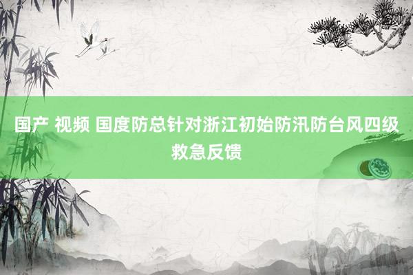 国产 视频 国度防总针对浙江初始防汛防台风四级救急反馈