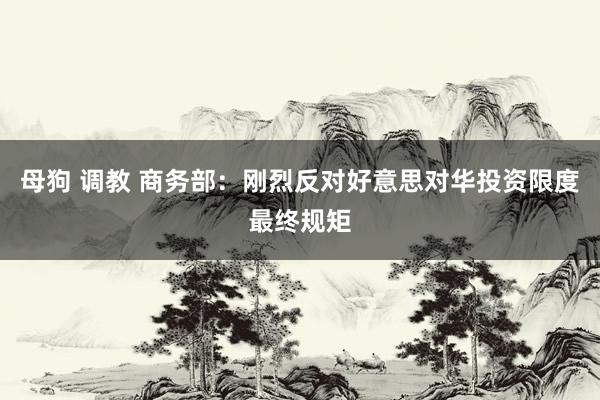 母狗 调教 商务部：刚烈反对好意思对华投资限度最终规矩