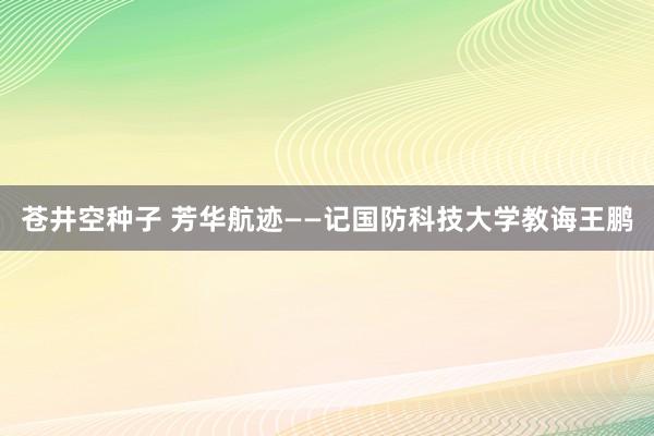 苍井空种子 芳华航迹——记国防科技大学教诲王鹏