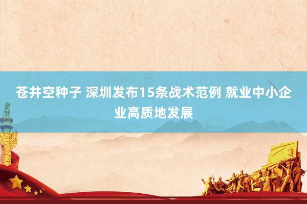 苍井空种子 深圳发布15条战术范例 就业中小企业高质地发展