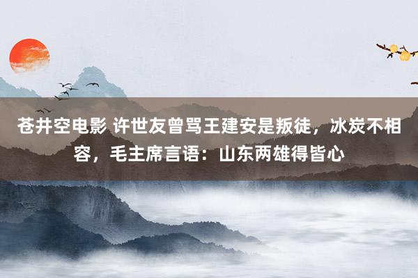 苍井空电影 许世友曾骂王建安是叛徒，冰炭不相容，毛主席言语：山东两雄得皆心