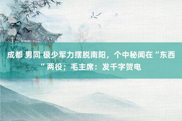 成都 男同 极少军力摆脱南阳，个中秘闻在“东西”两役；毛主席：发千字贺电