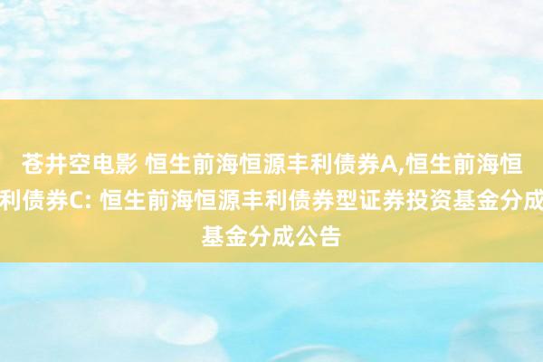 苍井空电影 恒生前海恒源丰利债券A，恒生前海恒源丰利债券C: 恒生前海恒源丰利债券型证券投资基金分成公告
