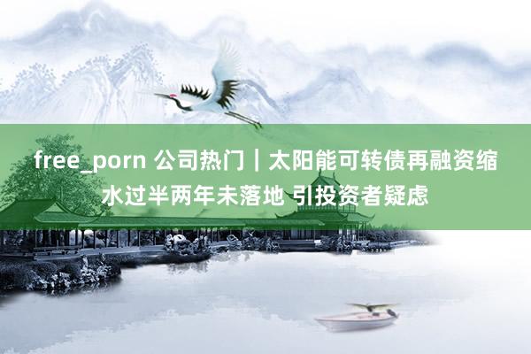free_porn 公司热门｜太阳能可转债再融资缩水过半两年未落地 引投资者疑虑