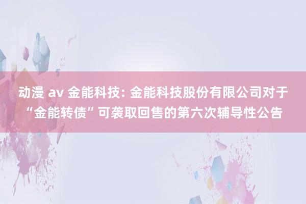 动漫 av 金能科技: 金能科技股份有限公司对于“金能转债”可袭取回售的第六次辅导性公告