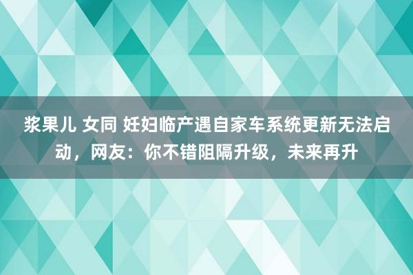 浆果儿 女同 妊妇临产遇自家车系统更新无法启动，网友：你不错阻隔升级，未来再升