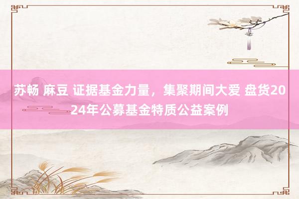 苏畅 麻豆 证据基金力量，集聚期间大爱 盘货2024年公募基金特质公益案例