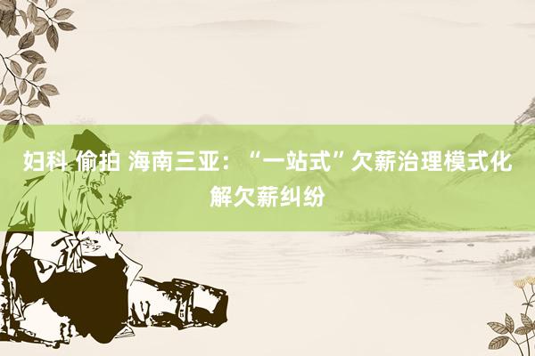 妇科 偷拍 海南三亚：“一站式”欠薪治理模式化解欠薪纠纷