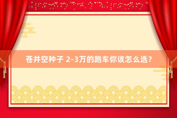 苍井空种子 2-3万的跑车你该怎么选？