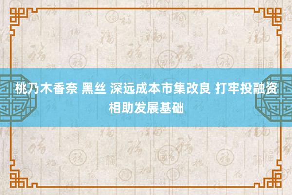 桃乃木香奈 黑丝 深远成本市集改良 打牢投融资相助发展基础
