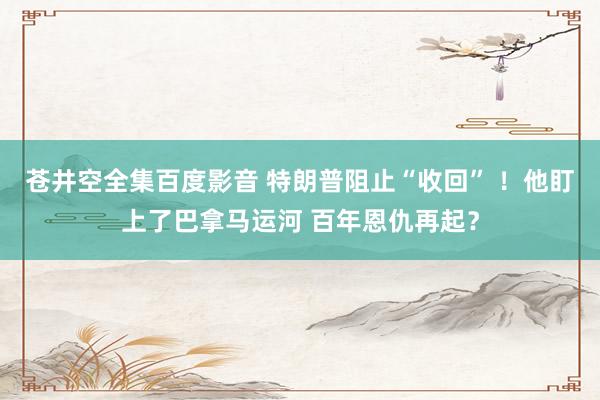 苍井空全集百度影音 特朗普阻止“收回” ！他盯上了巴拿马运河 百年恩仇再起？