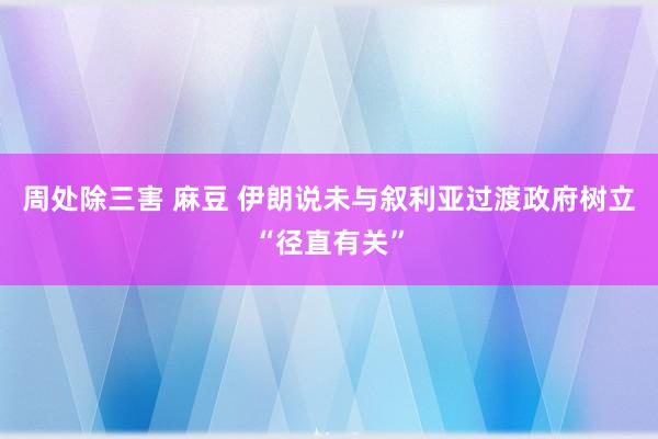 周处除三害 麻豆 伊朗说未与叙利亚过渡政府树立“径直有关”