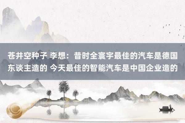 苍井空种子 李想：昔时全寰宇最佳的汽车是德国东谈主造的 今天最佳的智能汽车是中国企业造的