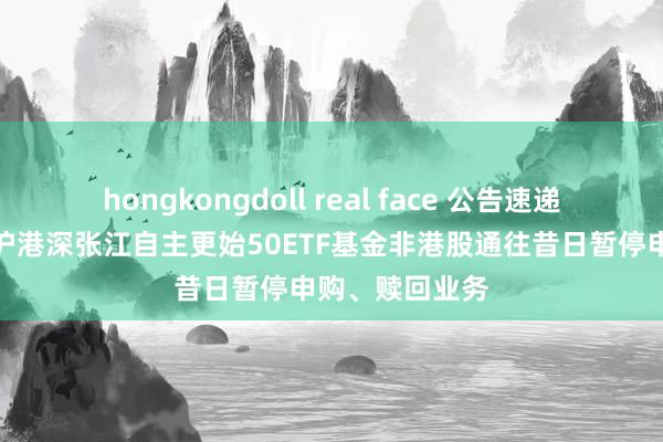 hongkongdoll real face 公告速递：汇添富中证沪港深张江自主更始50ETF基金非港股通往昔日暂停申购、赎回业务
