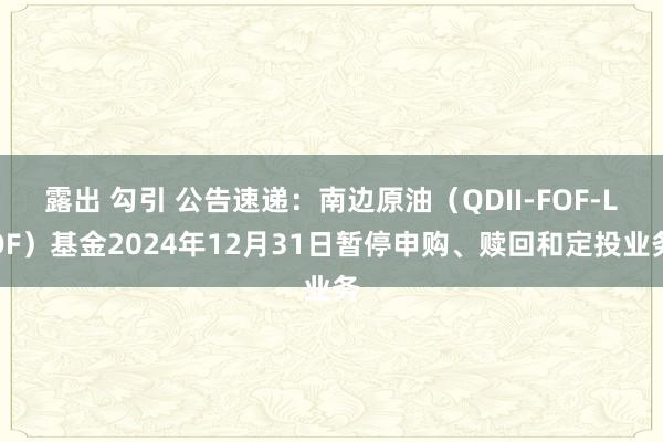 露出 勾引 公告速递：南边原油（QDII-FOF-LOF）基金2024年12月31日暂停申购、赎回和定投业务