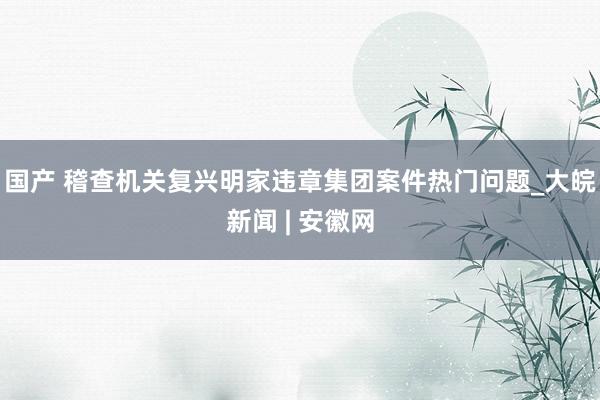 国产 稽查机关复兴明家违章集团案件热门问题_大皖新闻 | 安徽网