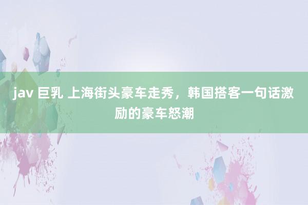 jav 巨乳 上海街头豪车走秀，韩国搭客一句话激励的豪车怒潮