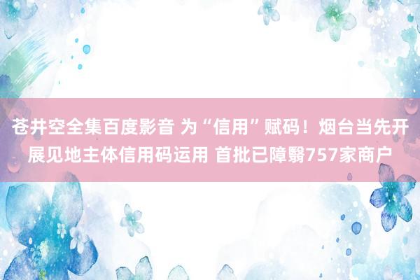 苍井空全集百度影音 为“信用”赋码！烟台当先开展见地主体信用码运用 首批已障翳757家商户